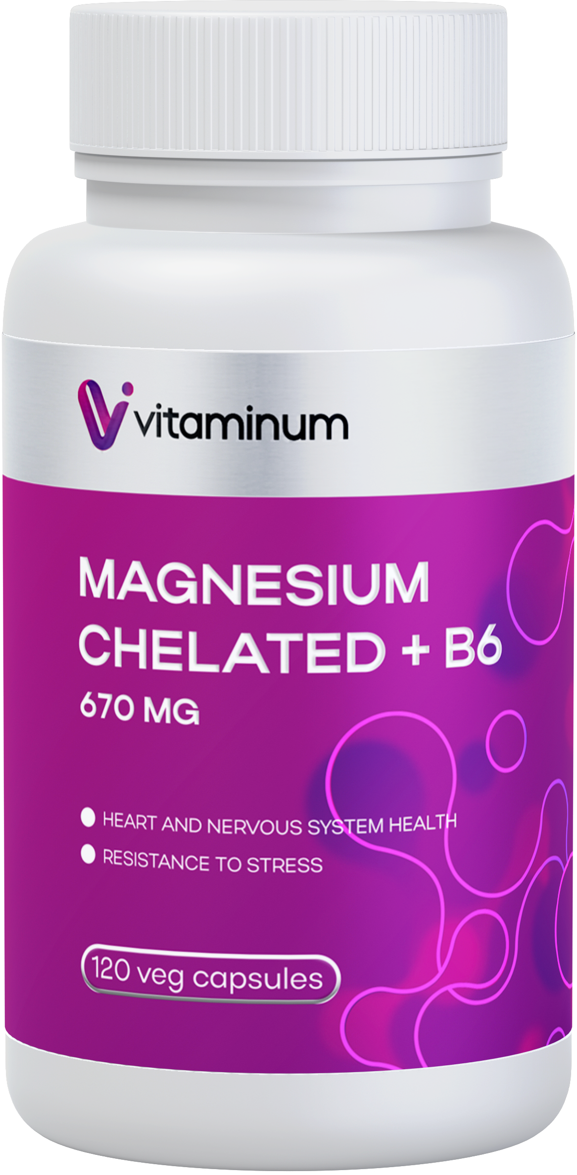  Vitaminum МАГНИЙ ХЕЛАТ + витамин В6 (670 MG) 120 капсул 800 мг  в Белогорске
